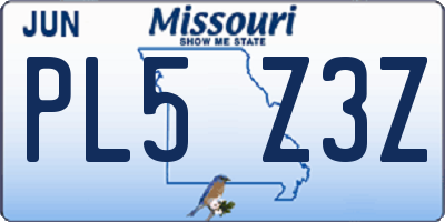 MO license plate PL5Z3Z