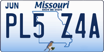 MO license plate PL5Z4A