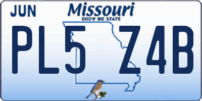MO license plate PL5Z4B