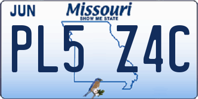 MO license plate PL5Z4C