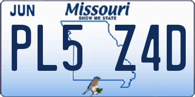 MO license plate PL5Z4D