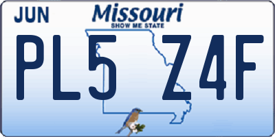 MO license plate PL5Z4F