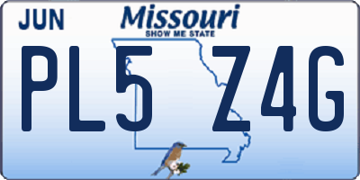 MO license plate PL5Z4G