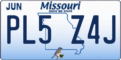 MO license plate PL5Z4J