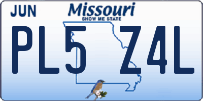 MO license plate PL5Z4L