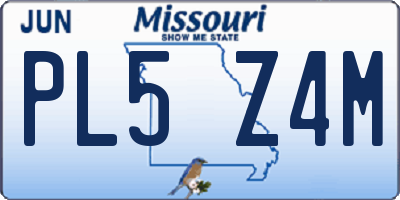 MO license plate PL5Z4M