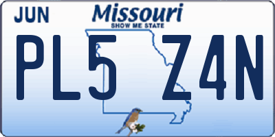MO license plate PL5Z4N