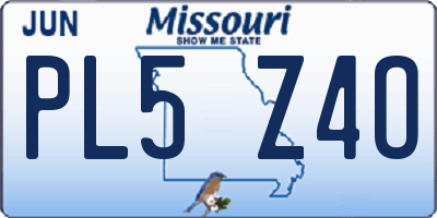 MO license plate PL5Z4O
