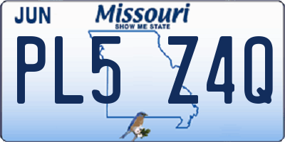 MO license plate PL5Z4Q