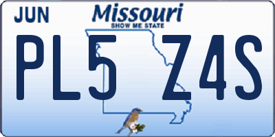 MO license plate PL5Z4S