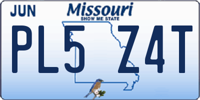 MO license plate PL5Z4T
