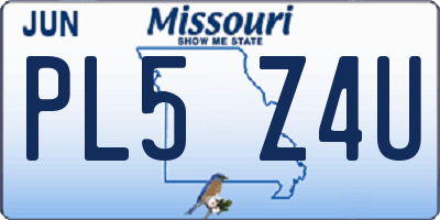 MO license plate PL5Z4U