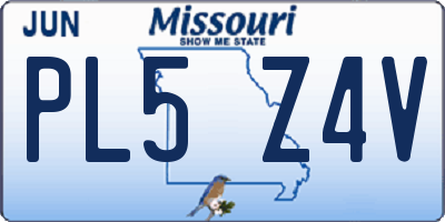 MO license plate PL5Z4V
