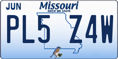MO license plate PL5Z4W