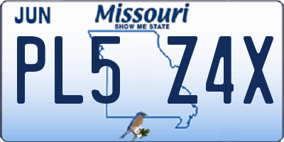 MO license plate PL5Z4X