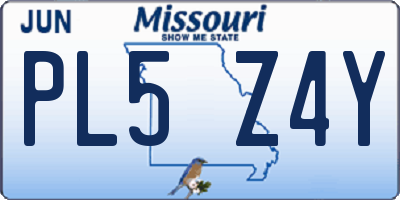 MO license plate PL5Z4Y