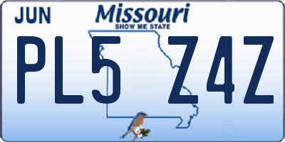 MO license plate PL5Z4Z