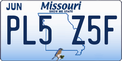 MO license plate PL5Z5F