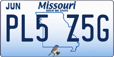 MO license plate PL5Z5G