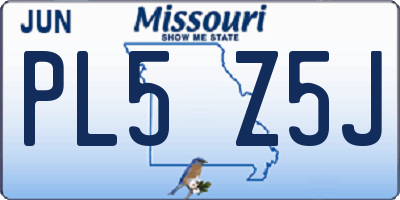 MO license plate PL5Z5J
