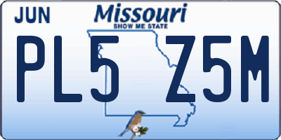 MO license plate PL5Z5M