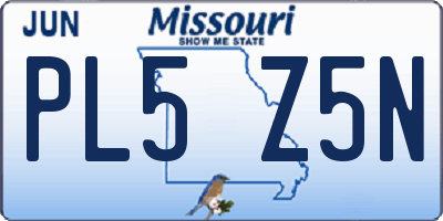 MO license plate PL5Z5N