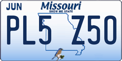 MO license plate PL5Z5O