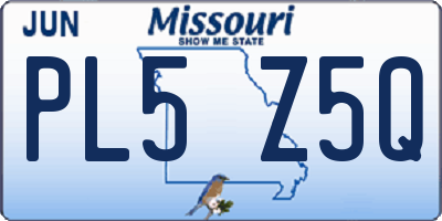 MO license plate PL5Z5Q