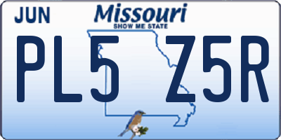 MO license plate PL5Z5R