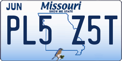 MO license plate PL5Z5T