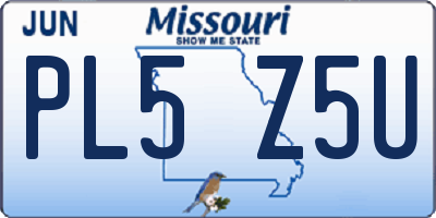 MO license plate PL5Z5U