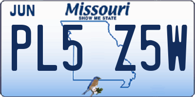 MO license plate PL5Z5W