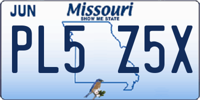 MO license plate PL5Z5X