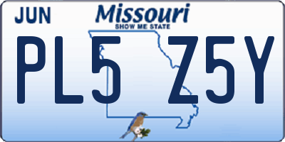 MO license plate PL5Z5Y
