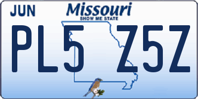 MO license plate PL5Z5Z