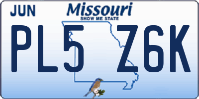 MO license plate PL5Z6K