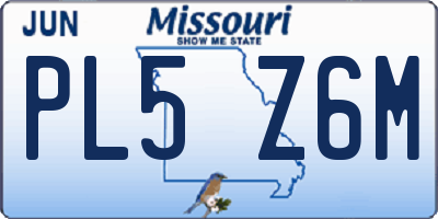MO license plate PL5Z6M