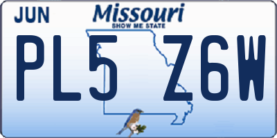 MO license plate PL5Z6W