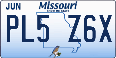 MO license plate PL5Z6X