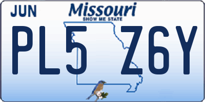 MO license plate PL5Z6Y