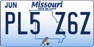 MO license plate PL5Z6Z