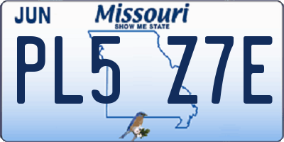 MO license plate PL5Z7E