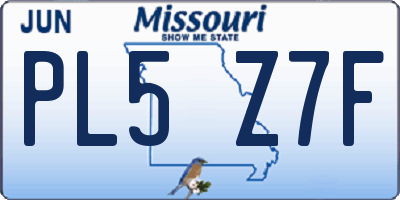 MO license plate PL5Z7F