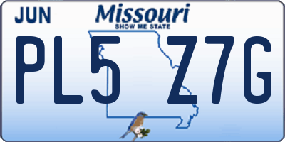 MO license plate PL5Z7G
