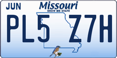 MO license plate PL5Z7H