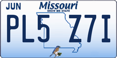 MO license plate PL5Z7I