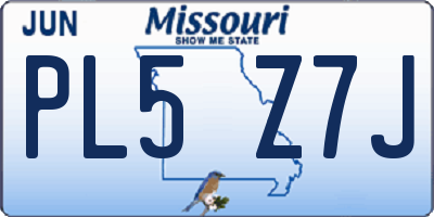 MO license plate PL5Z7J