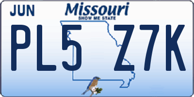 MO license plate PL5Z7K
