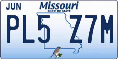 MO license plate PL5Z7M