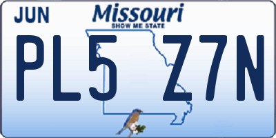 MO license plate PL5Z7N